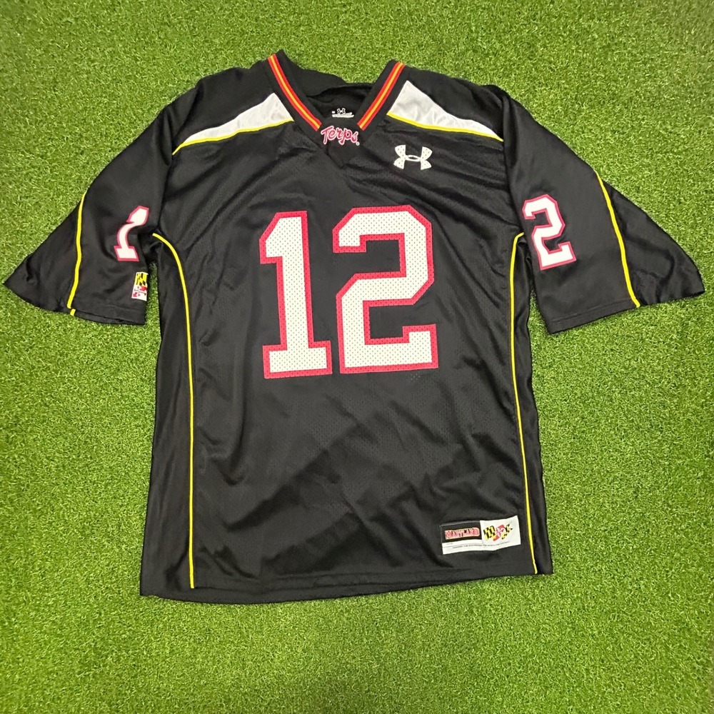 Under Armour Maryland Terrapins Football Jersey Black Mens Large #12 Terps NCAA